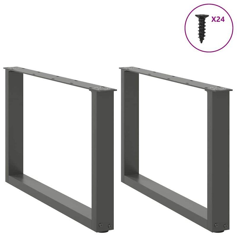 vidaXL 2 db antracitszürke, U alakú acél dohányzóasztal láb 60 x (42-43) cm