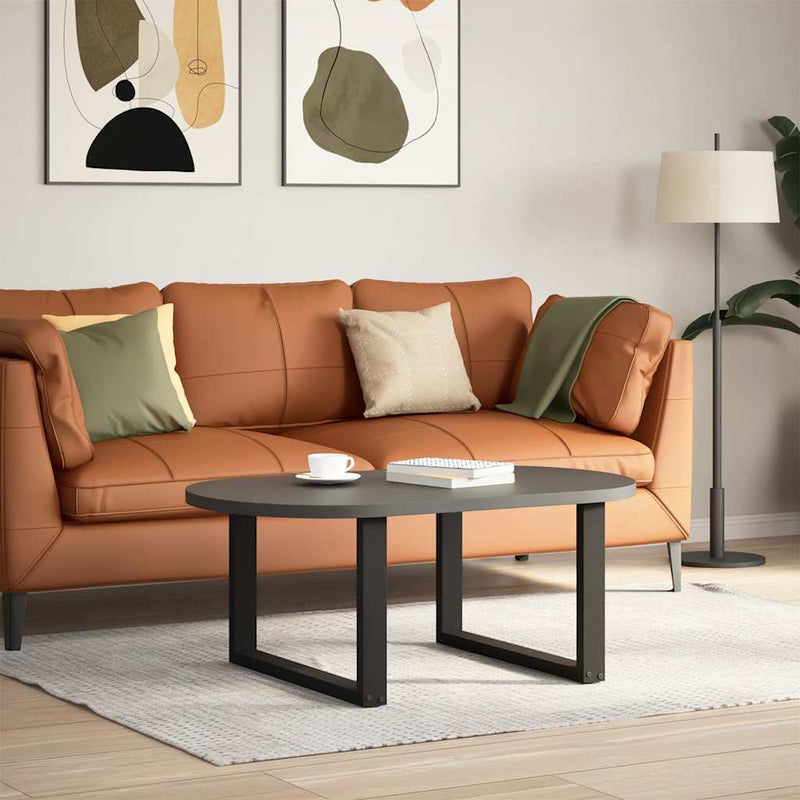 vidaXL 2 db U alakú dohányzóasztal láb fekete 70 x (42-43) cm acél dohányzóasztal láb