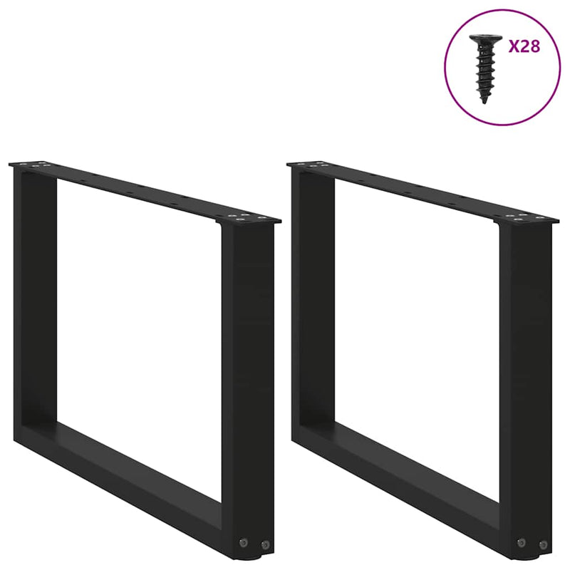 vidaXL 2 db U alakú dohányzóasztal láb fekete 70 x (42-43) cm acél dohányzóasztal láb