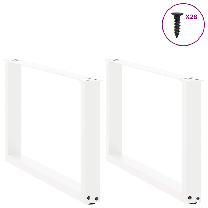 vidaXL 2 db U alakú dohányzóasztal láb fehér 70 x (42-43) cm acél