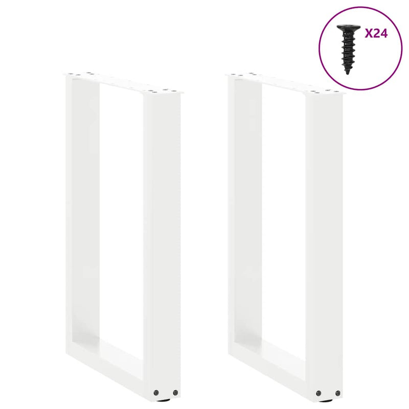 vidaXL 2 db U alakú étkezőasztal láb fehér 50 x (72-73) cm acél étkezőasztal láb