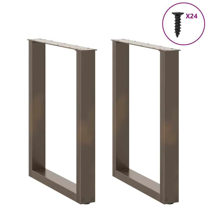 vidaXL 2 db U alakú étkezőasztal láb natúr acélból 60 x (72-73) cm