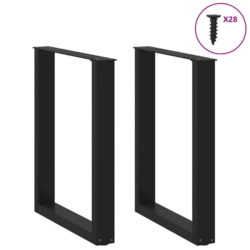 vidaXL 2 db U alakú étkezőasztal láb fekete, 70 x (72-73) cm acél