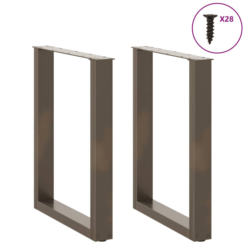 vidaXL 2 db U alakú étkezőasztal láb natúr acélból 70 x (72-73) cm