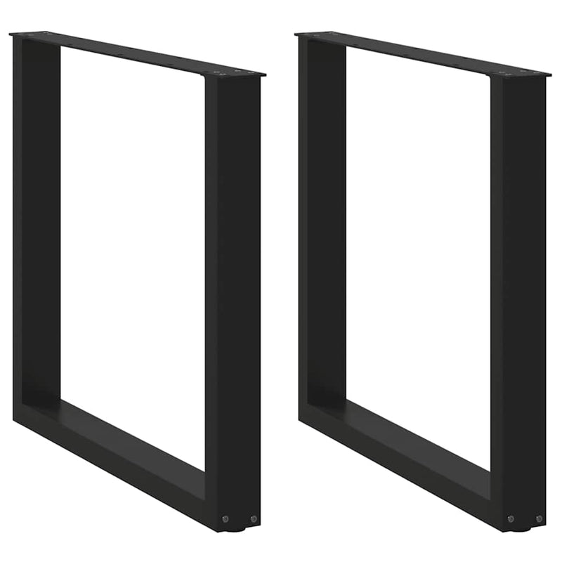 vidaXL 2 db U alakú étkezőasztal láb fekete 80 x (72-73) cm acél étkezőasztal láb