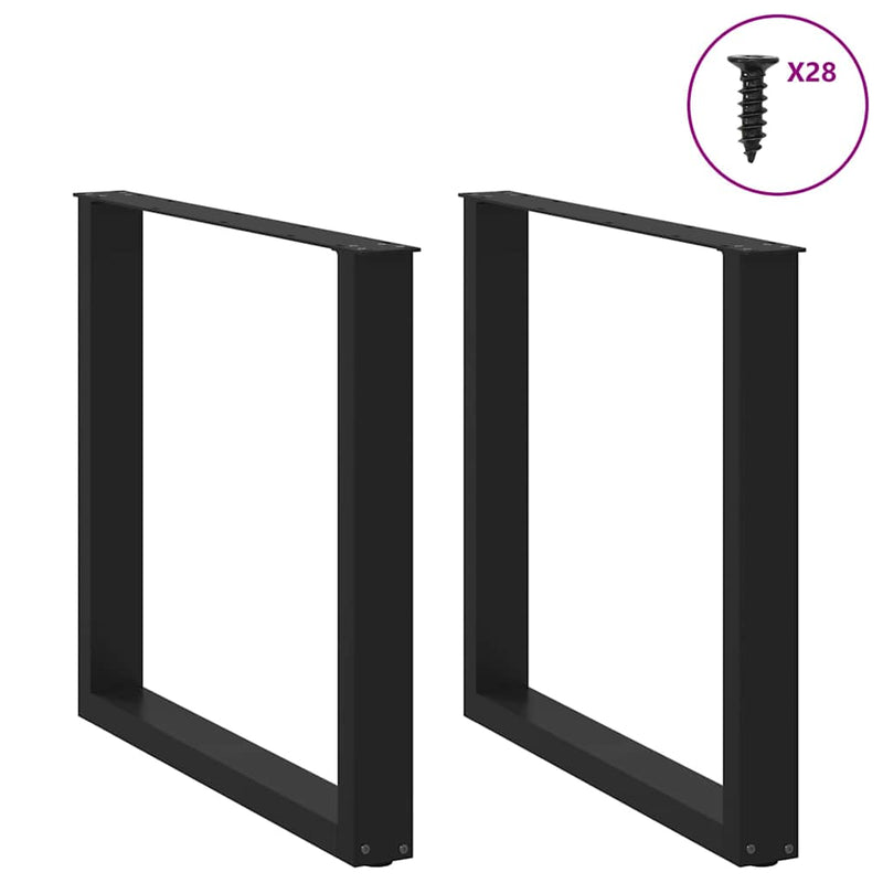 vidaXL 2 db U alakú étkezőasztal láb fekete 80 x (72-73) cm acél étkezőasztal láb