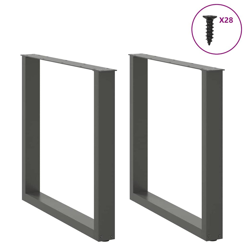 vidaXL 2 db antracitszürke, U alakú acél étkezőasztal láb 80 x (72-73) cm