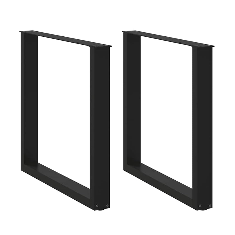 vidaXL 2 db U alakú étkezőasztal láb fekete, 90 x (72-73) cm acél