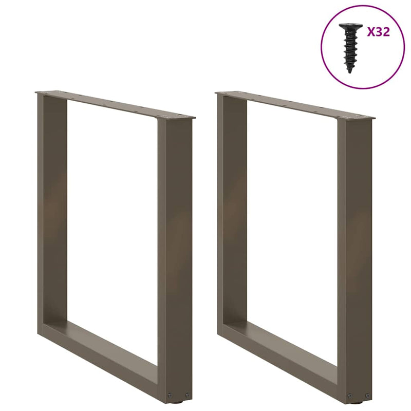 vidaXL 2 db U alakú étkezőasztal láb natúr acélból 90 x (72-73) cm