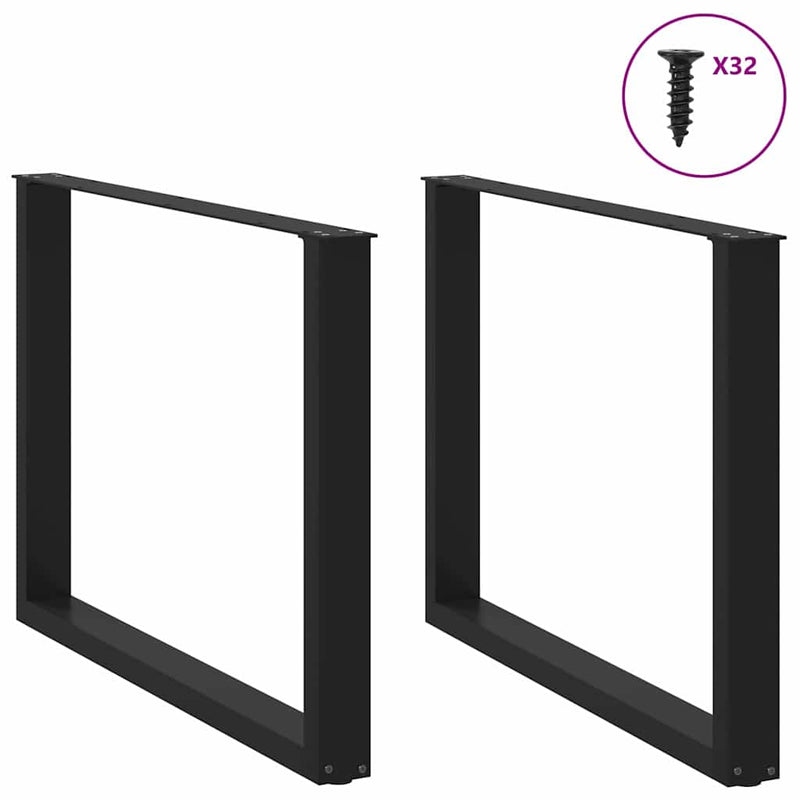 vidaXL 2 db U alakú étkezőasztal láb fekete 100 x (72-73) cm acél étkezőasztalhoz