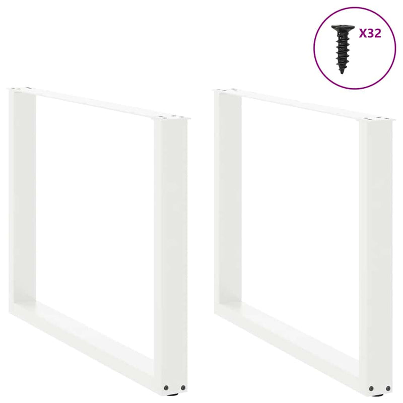 vidaXL 2 db U alakú étkezőasztal láb fehér 100 x (72-73) cm acél étkezőasztal láb