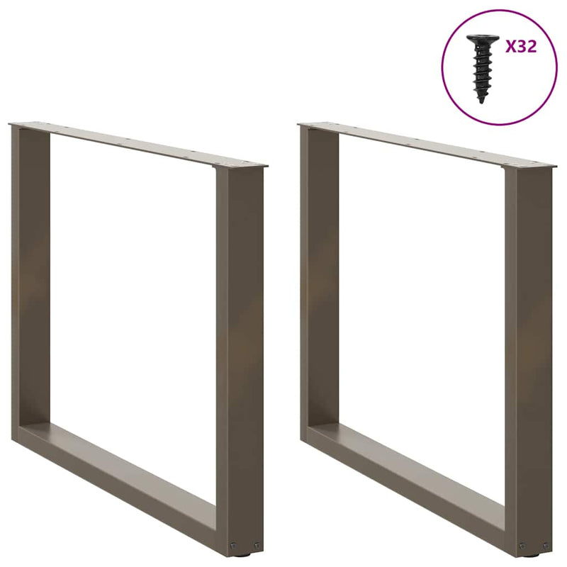 vidaXL 2 db U alakú étkezőasztal láb natúr acélból 100 x (72-73) cm acél