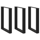 vidaXL 3 db U alakú étkezőasztal láb fekete, 70 x (72-73) cm acél