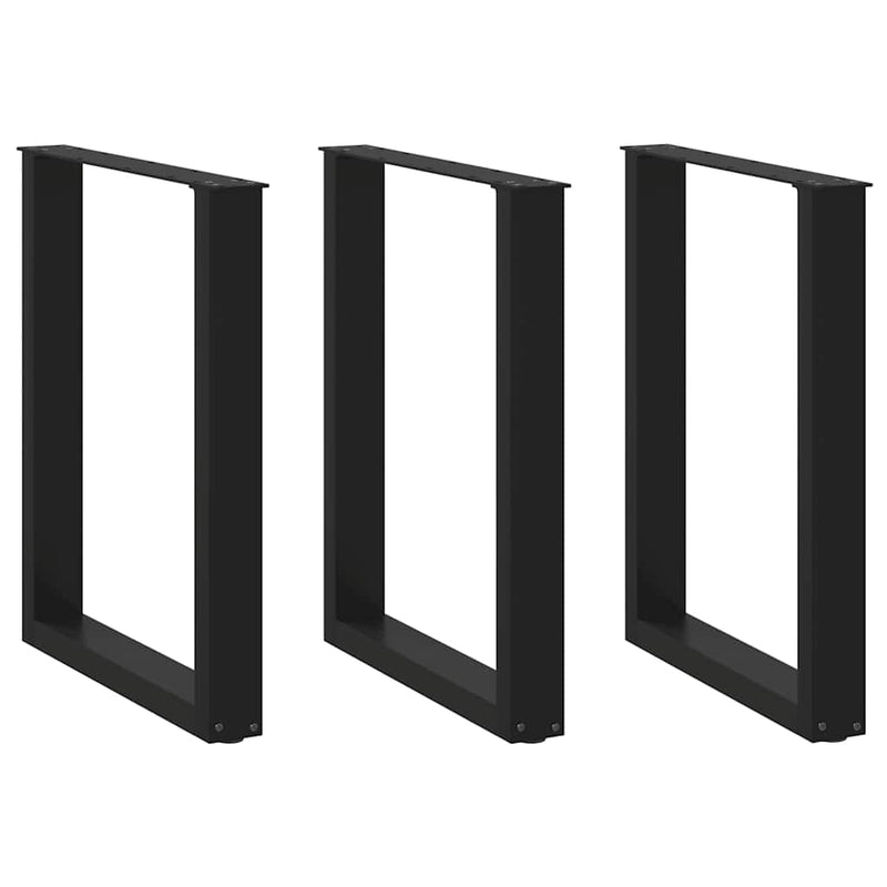 vidaXL 3 db U alakú étkezőasztal láb fekete, 70 x (72-73) cm acél
