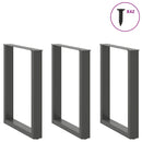 vidaXL 3 db antracitszürke, U alakú étkezőasztal láb 70 x (72-73) cm acél