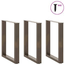 vidaXL 3 db U alakú étkezőasztal láb natúr acélból 70 x (72-73) cm