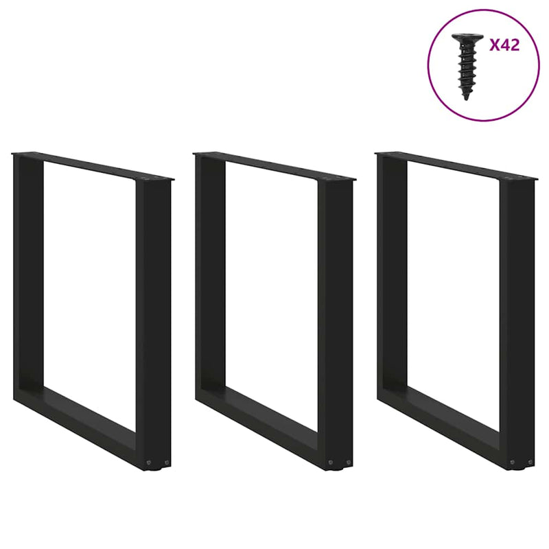 vidaXL 3 db U alakú étkezőasztal láb fekete 80 x (72-73) cm acél étkezőasztal láb