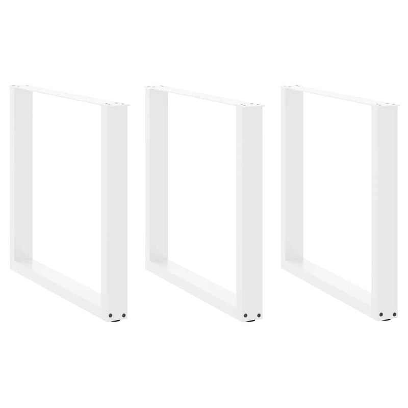 vidaXL 3 db U alakú étkezőasztal láb fehér 80 x (72-73) cm acél étkezőasztal láb