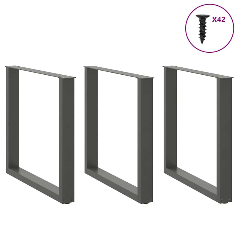 vidaXL 3 db antracitszürke, U alakú acél étkezőasztal láb 80 x (72-73) cm