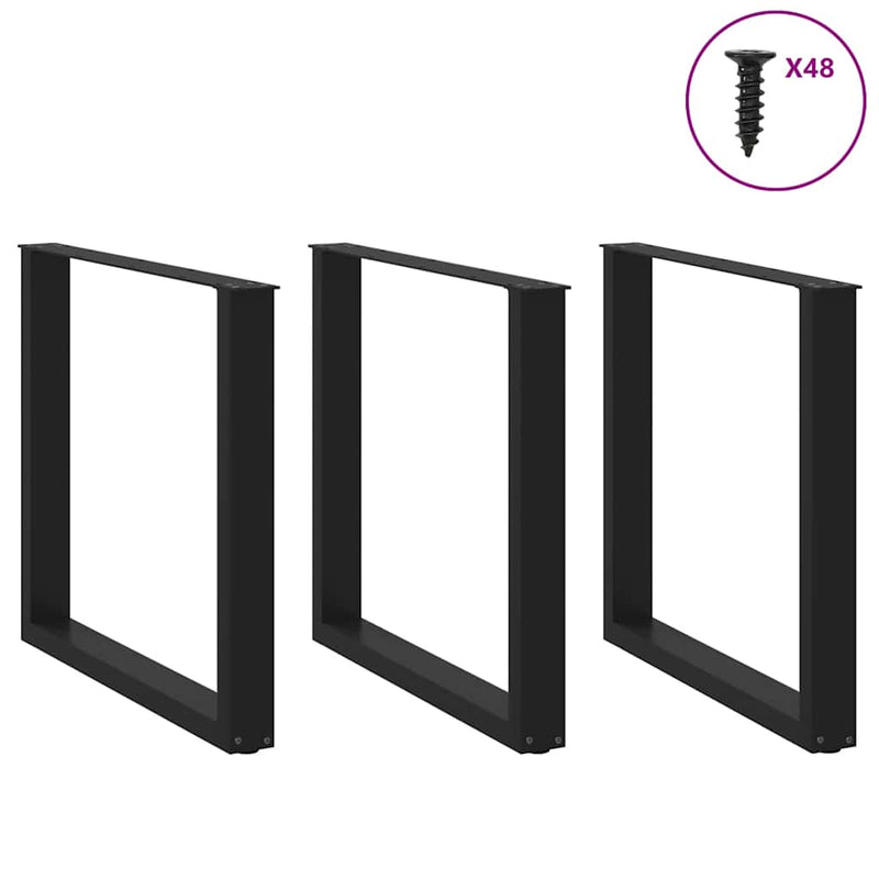 vidaXL 3 db U alakú étkezőasztal láb fekete 90 x (72-73) cm acél étkezőasztal láb