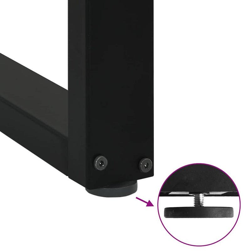 vidaXL 3 db U alakú étkezőasztal láb fekete 90 x (72-73) cm acél étkezőasztal láb