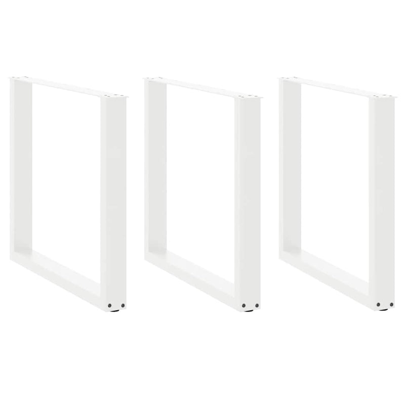 vidaXL 3 db U alakú étkezőasztal láb fehér 90 x (72-73) cm acél étkezőasztal láb