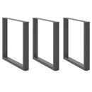 vidaXL 3 db antracitszürke, U alakú acél étkezőasztalláb 90 x (72-73) cm