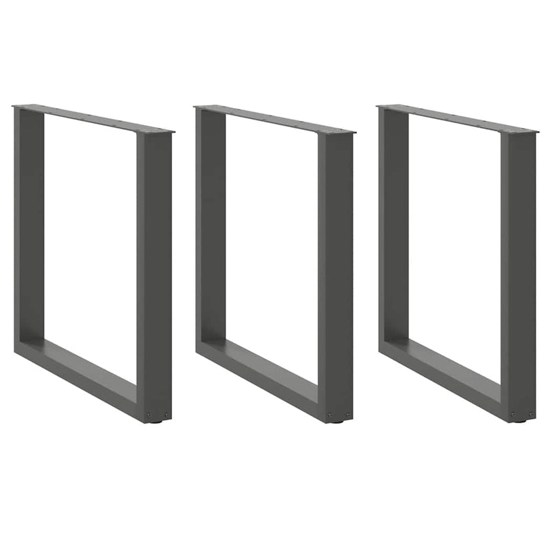 vidaXL 3 db antracitszürke, U alakú acél étkezőasztalláb 90 x (72-73) cm