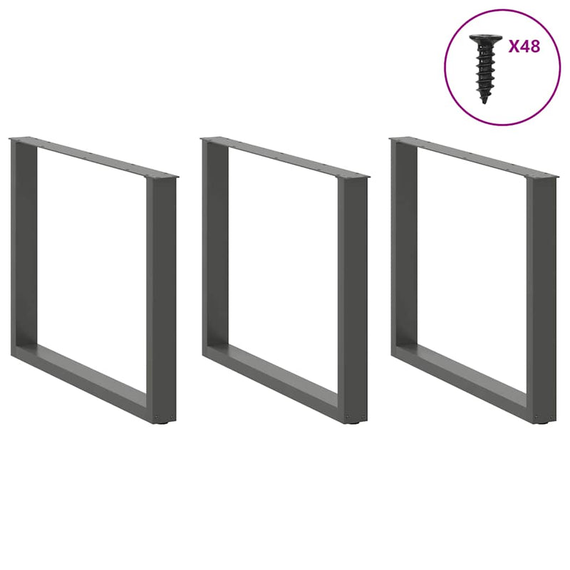 vidaXL 3 db antracitszürke, U alakú étkezőasztal láb 100 x (72-73) cm acél