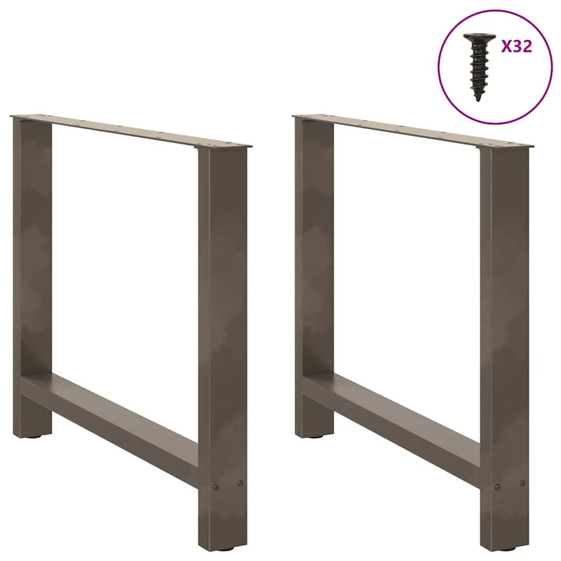 vidaXL 2 db natúr acél étkezőasztal láb 100 x (72-73) cm acél