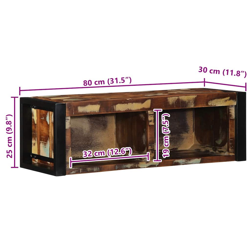 vidaXL többszínű tömör újrahasznosított fa TV-szekrény 80x30x25 cm