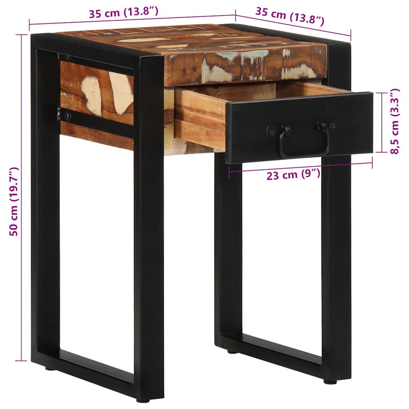 vidaXL konzolasztal többszínű 35x35x50 cm tömörfa újrahasznosított fa
