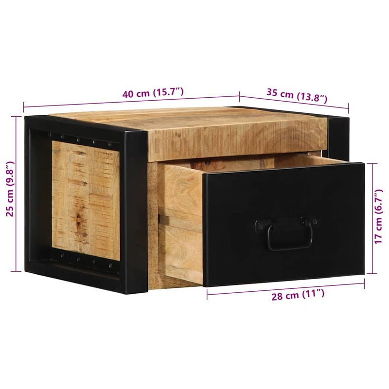 vidaXL Éjjeli szekrények 2 db tömör nyersfa mangó 40x35x25 cm