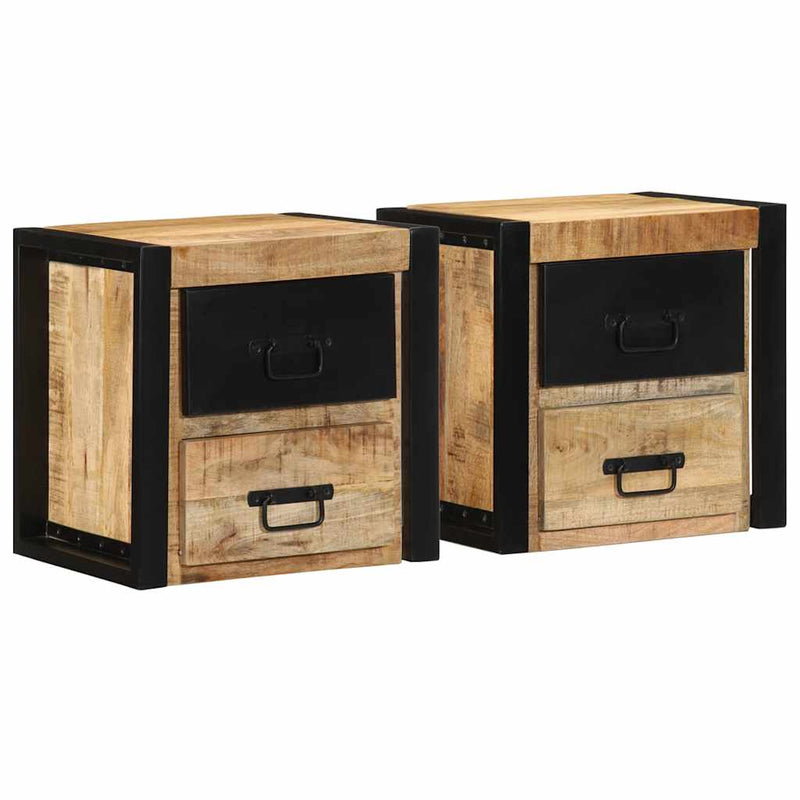 vidaXL 2 db tömör nyers mangófa éjjeliszekrények 40x35x40 cm