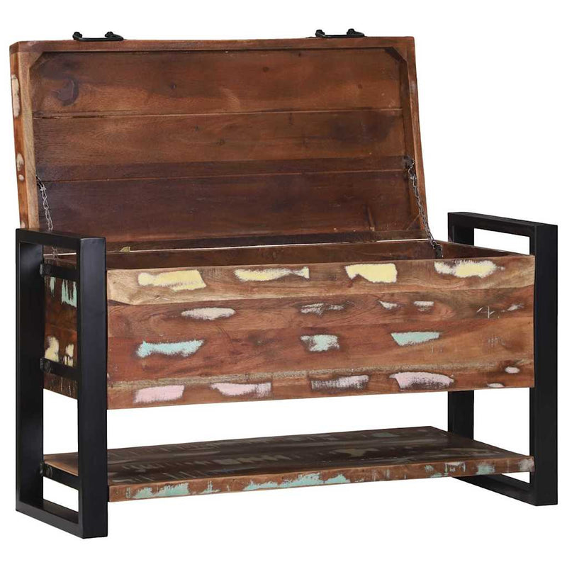 vidaXL Tároló Doboz Sokszínű 80 x 35 x 45 cm Tömör újrahasznosított fa