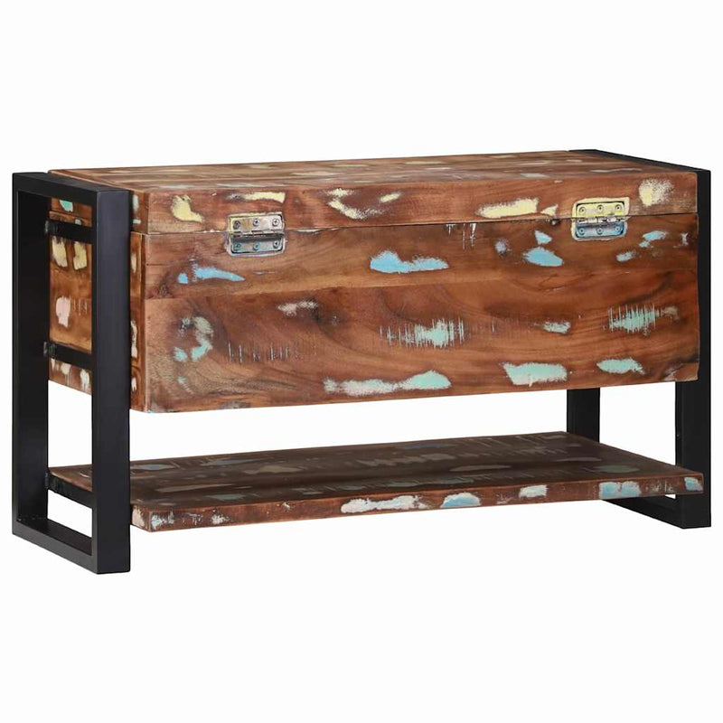 vidaXL Tároló Doboz Sokszínű 80 x 35 x 45 cm Tömör újrahasznosított fa