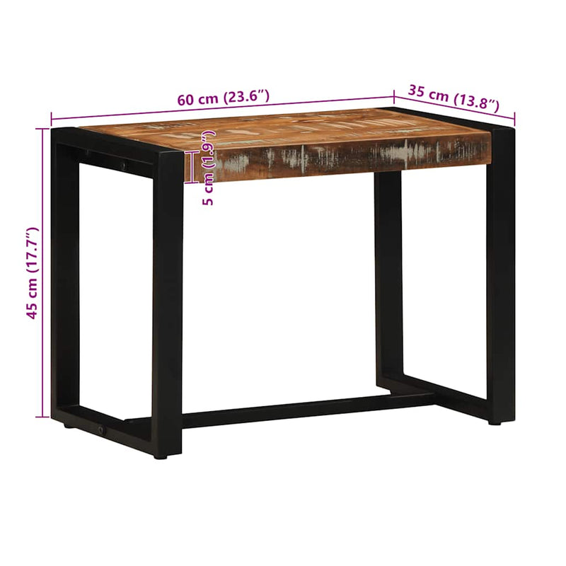 vidaXL tömör újrahasznosított fa többszínű pad 60x35x45 cm