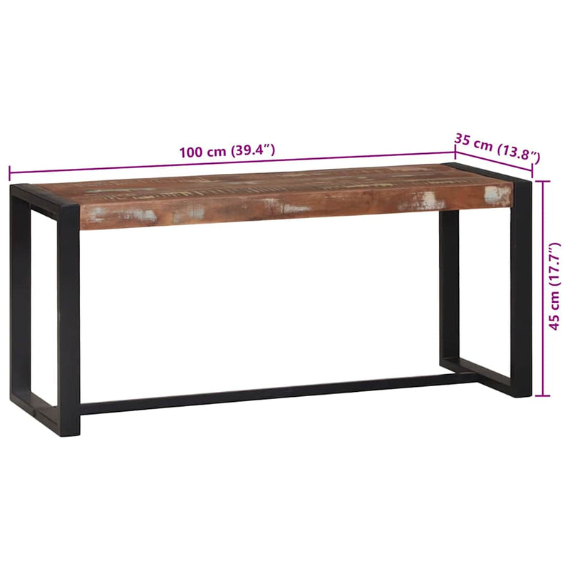 vidaXL Pad Sokszínű 100 x 35 x 45 cm Tömör újrahasznosított fa