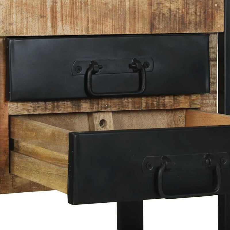 vidaXL Végasztal fiókkal Barna 40 x 40 x 80 cm Tömör nyers mangófa