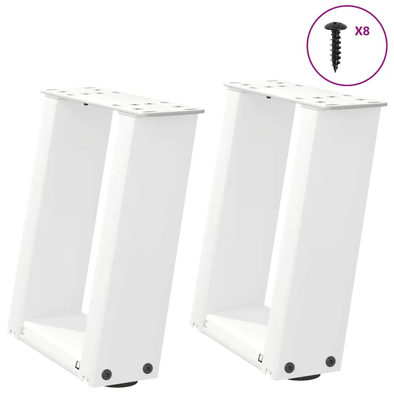 vidaXL 2 db U alakú fehér dohányzóasztal láb 30x(30-31) cm acél
