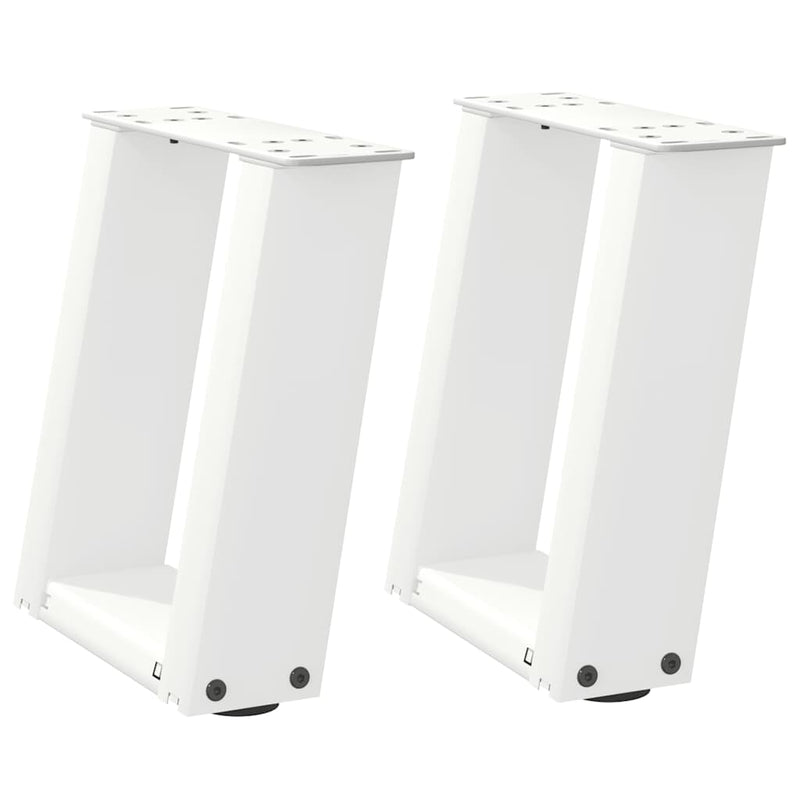 vidaXL 2 db U alakú fehér dohányzóasztal láb 30x(30-31) cm acél