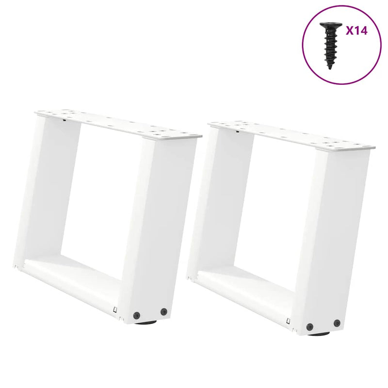vidaXL 2 db U alakú dohányzóasztal láb fehér 40 x (30-31) cm acél