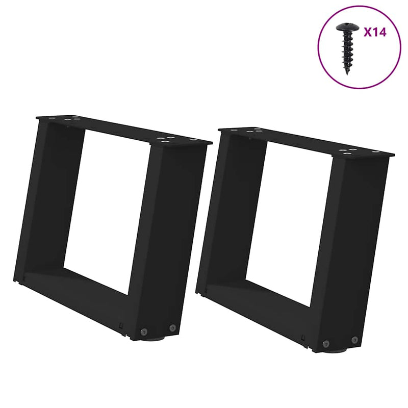 vidaXL 2 db fekete, U alakú acél dohányzóasztal láb 50 x (30-31) cm