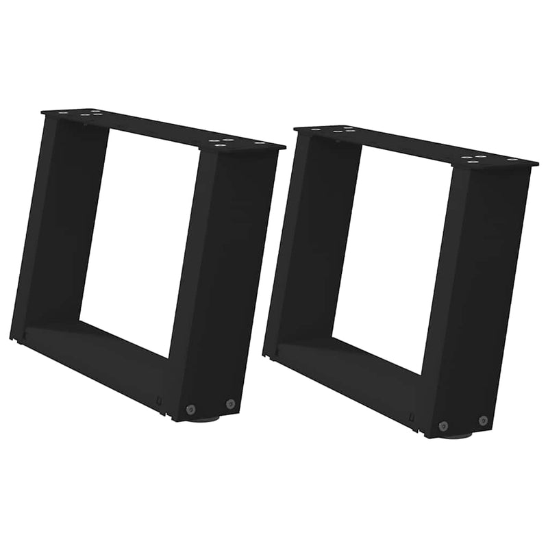 vidaXL 2 db fekete, U alakú acél dohányzóasztal láb 50 x (30-31) cm