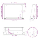 vidaXL 2 db fekete, U alakú acél dohányzóasztal láb 50 x (30-31) cm