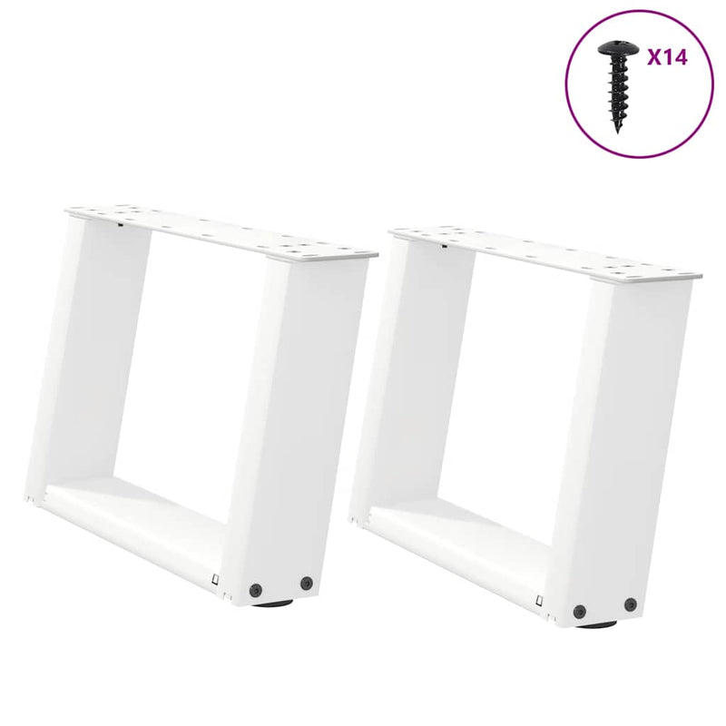 vidaXL 2 db U alakú fehér dohányzóasztal láb 50 x (30-31) cm acél