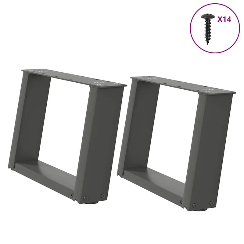 vidaXL 2 db antracitszürke U-alakú acél dohányzóasztal láb 50x(30-31) cm