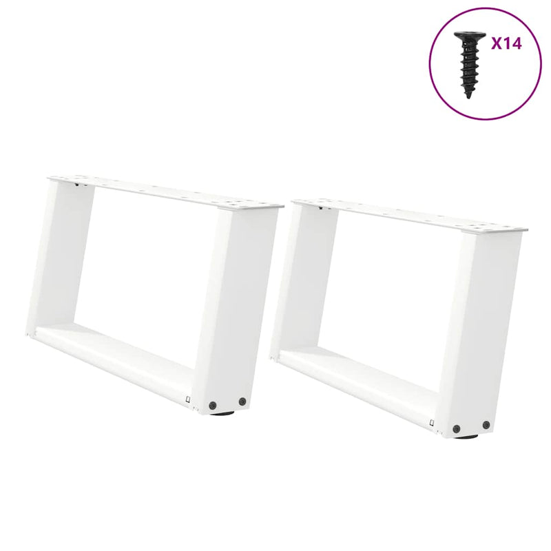 vidaXL 2 db U alakú dohányzóasztal láb fehér 60 x (30-31) cm acél
