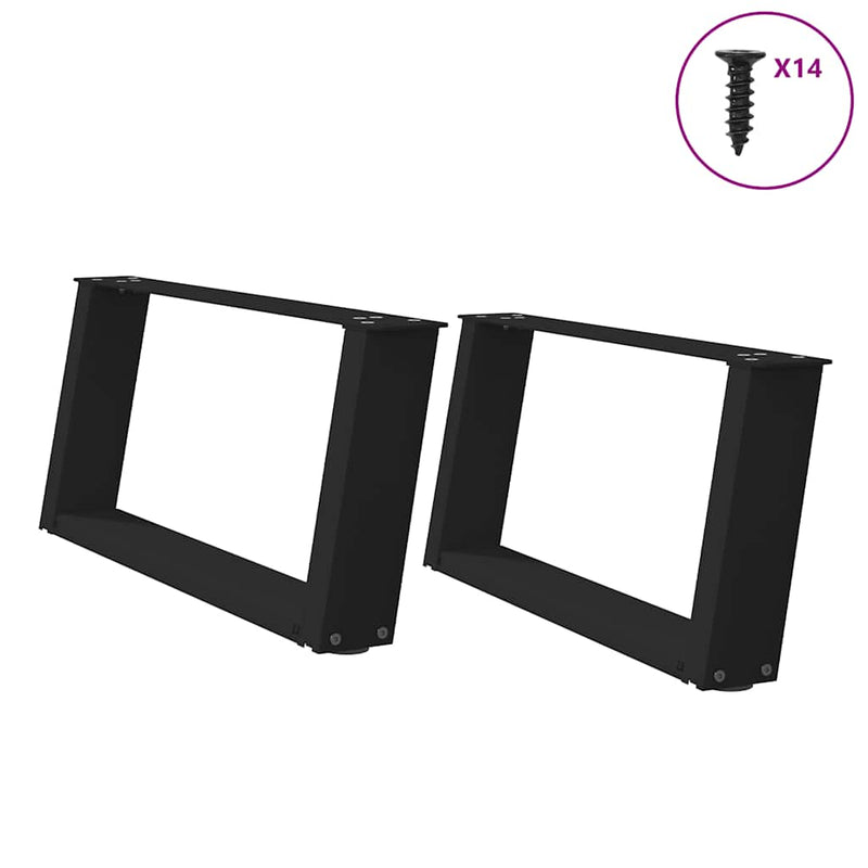 vidaXL 2 db U alakú dohányzóasztal láb fekete 70 x (30-31) cm acél dohányzóasztal láb