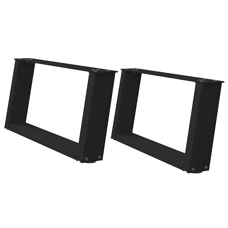 vidaXL 2 db U alakú dohányzóasztal láb fekete 70 x (30-31) cm acél dohányzóasztal láb